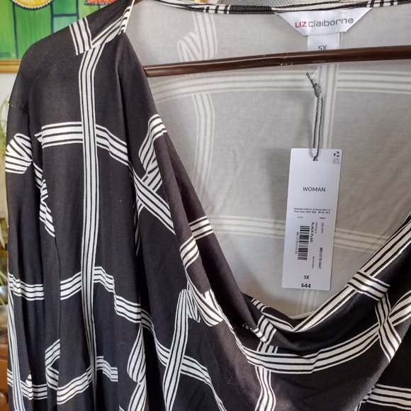 Liz Claiborne Women's Tunic Style Top Black & White NWT Sz 5x - Picture 6 of 7